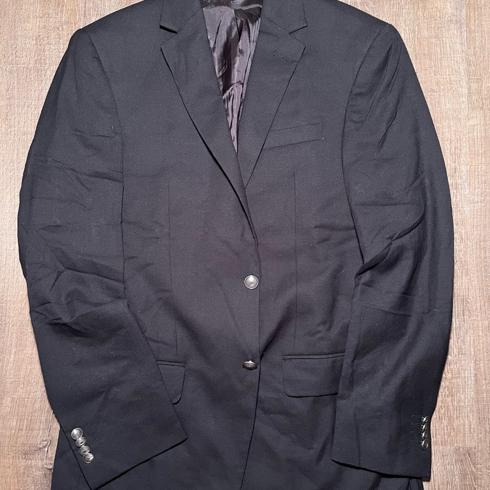 Joseph Abboud Heritage 40 Long Sport Blazer Jacket Black Wool Reda Super 110s